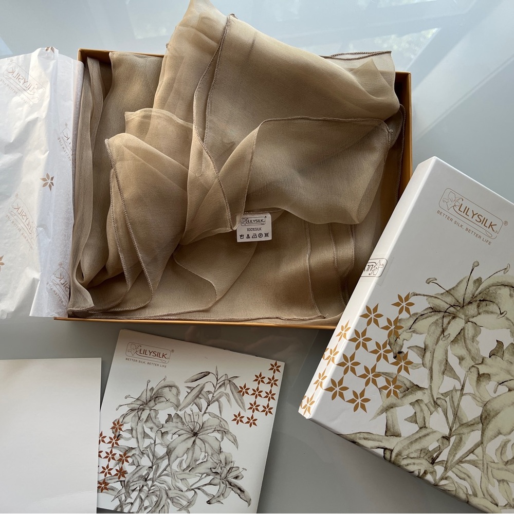 LilySilk Sheer Scarf in Beige